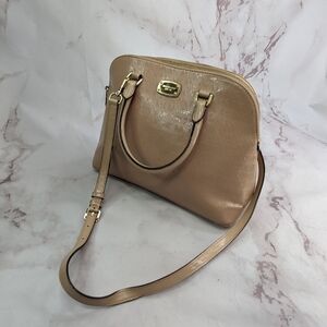 Michael Kors Bag Pink Dome Satchel Crossbody Cindy Handbag Peach Patent